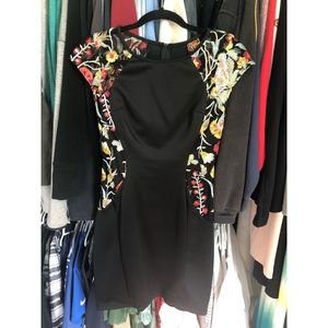 Black embroidered formal dress